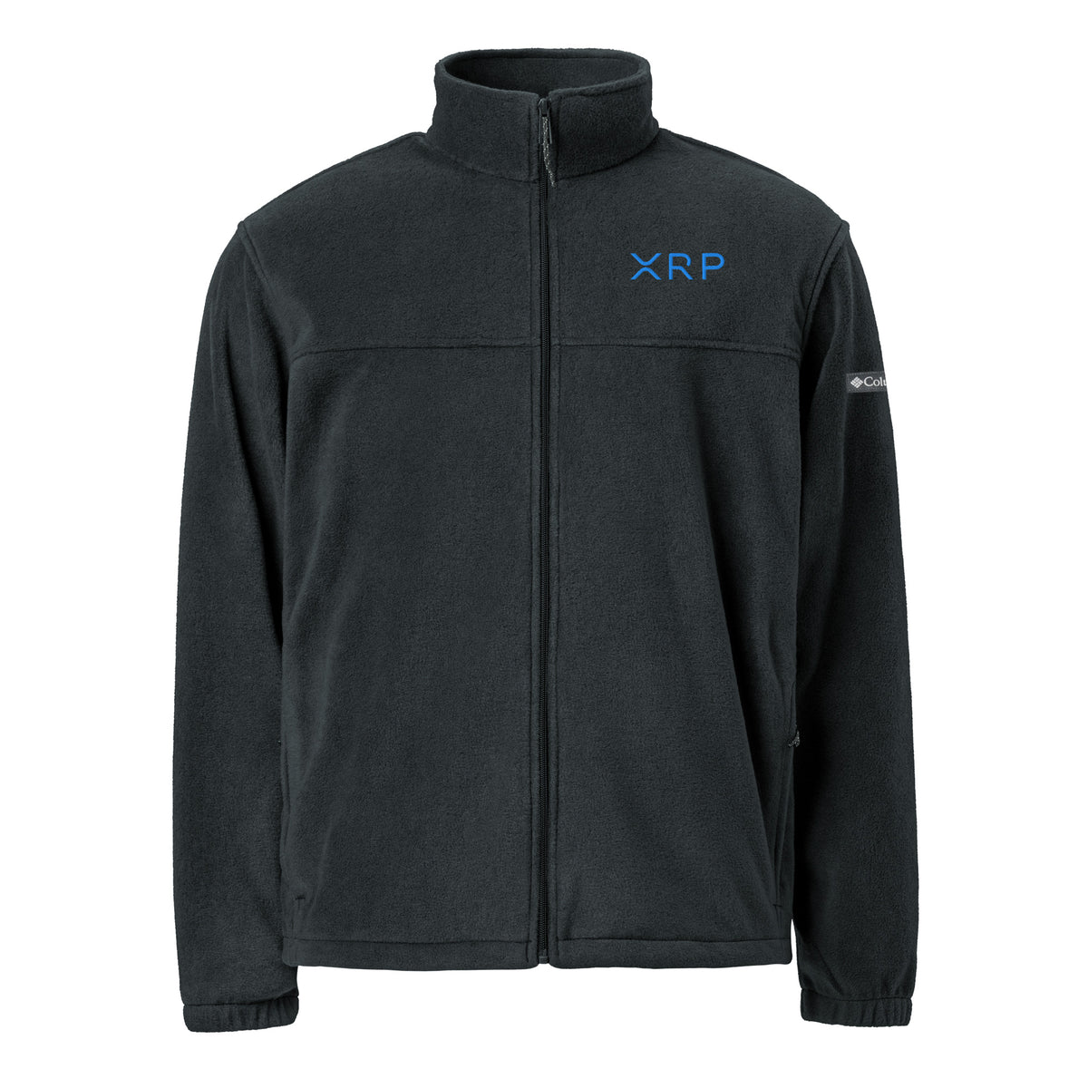 XRP Logo Embroidered Fleece Jacket, black, front view