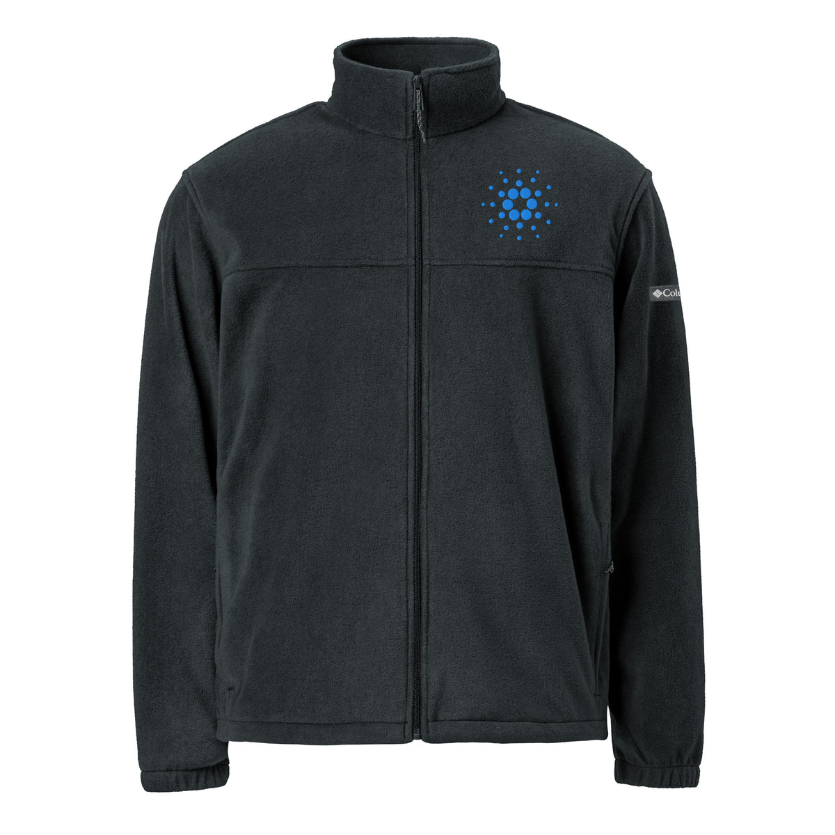 Cardano Logo Embroidered Fleece Jacket, black, front view