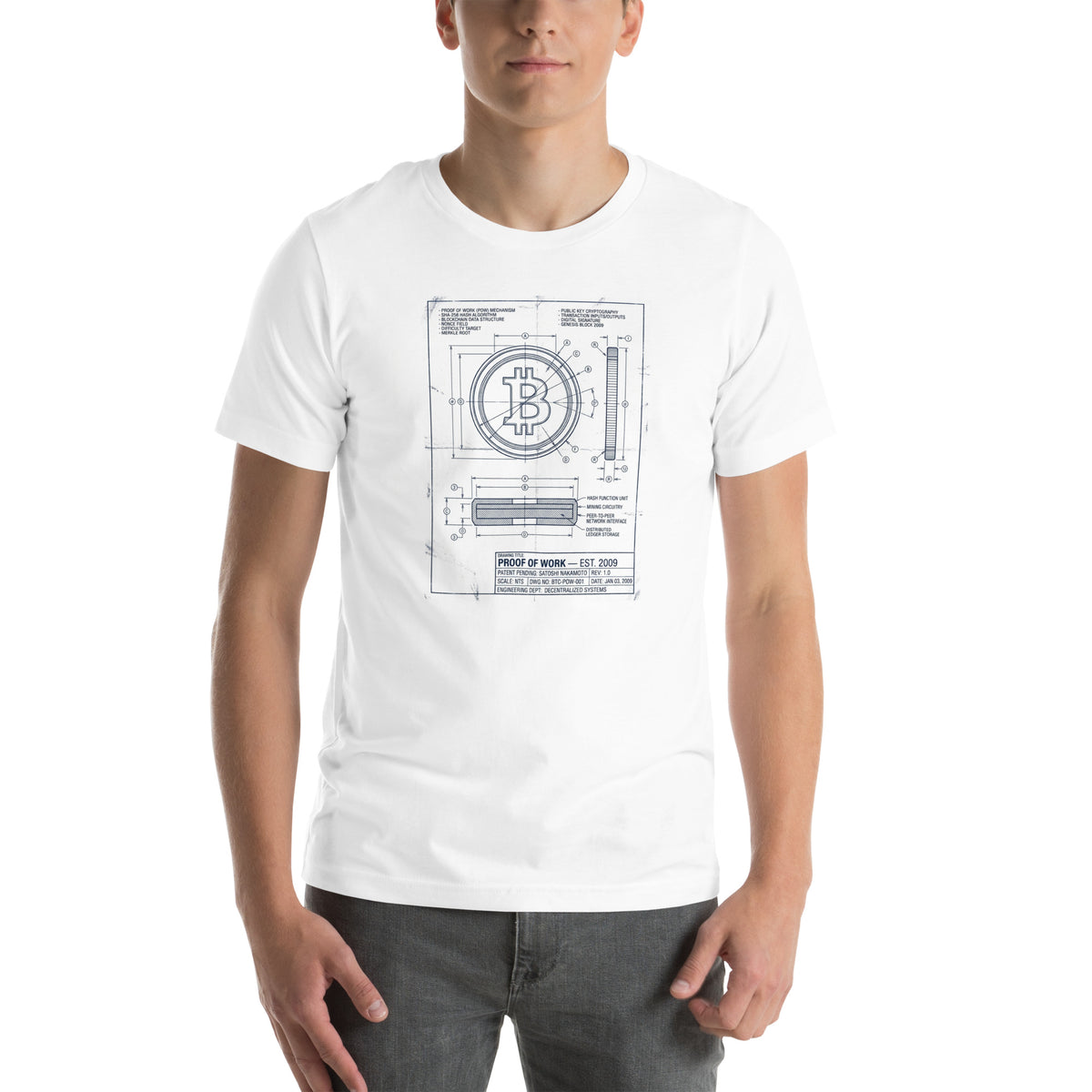 Proof of Work Bitcoin Blueprint T-Shirt – photo 1 of 6