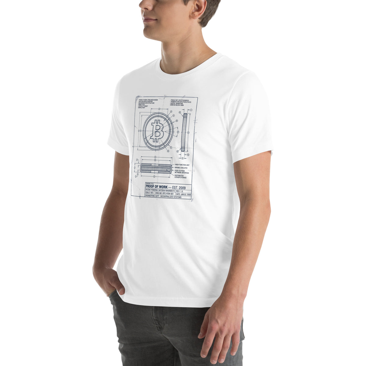 Proof of Work Bitcoin Blueprint T-Shirt – photo 4 of 6
