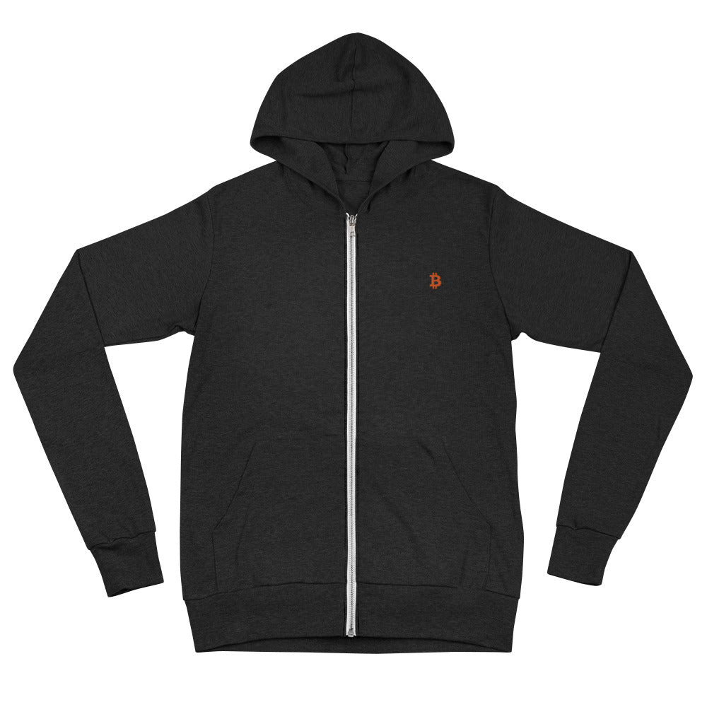Bitcoin Embroidered Logo Unisex Zip Hoodie – photo 1 of 3
