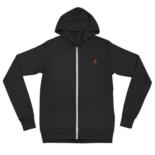 Bitcoin Embroidered Logo Unisex Zip Hoodie – photo 1 of 3